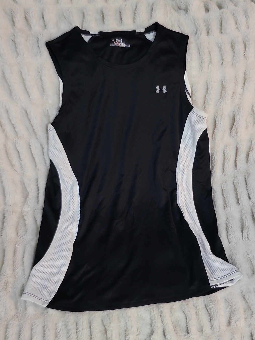 Under Armour Black and White Women’s Athletic Mesh-Panel Tank